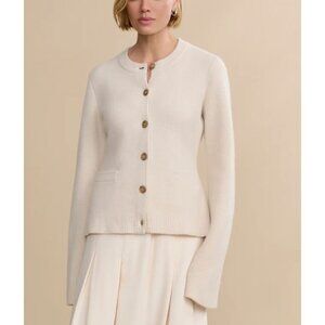 Jenni Kayne Cream Button-Front Knit Cardigan
